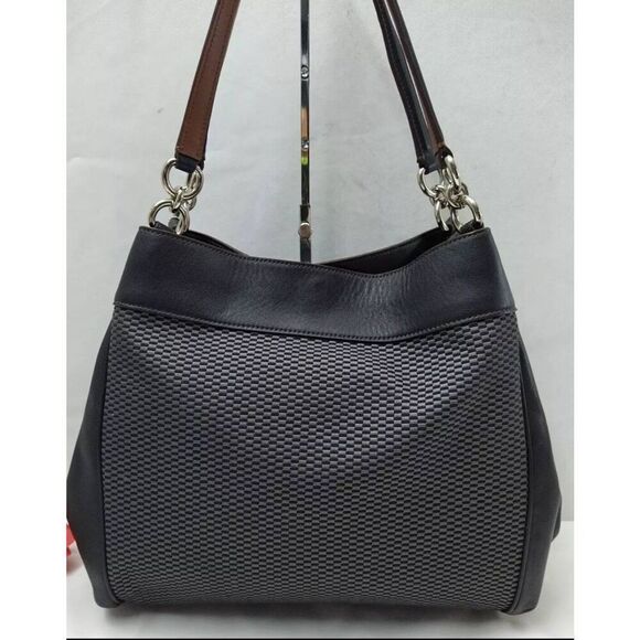 Coach Legacy Jacquard Lexy Black Canvas 3 Compartments Shoulder Bag - Picture 2 of 10